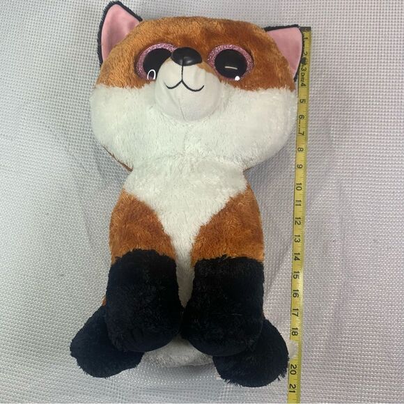 Fox Slick Beanie Boo Orange Fox Glitter Eyes Jumbo - Picture 9 of 10
